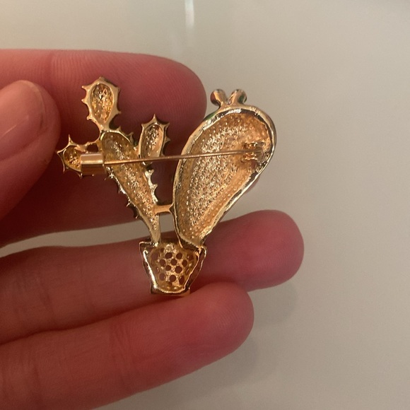 Vintage cactus brooch - enamel with gems - Picture 3 of 4